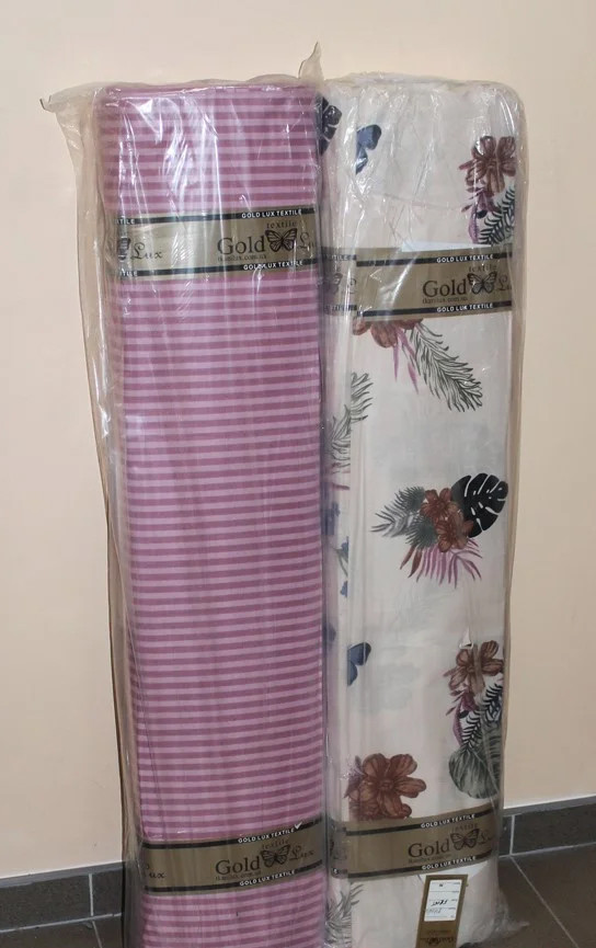 Тканина для постільної білизни Бязь "Gold" Lux "Рослинний принт (бежевий)" GL3065 (A+B) - (50м+50м)