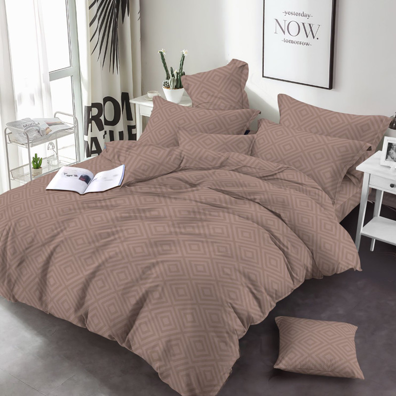 Тканина для постільної білизни Бязь "Gold" Lux ромби GL3485Brown (50м)