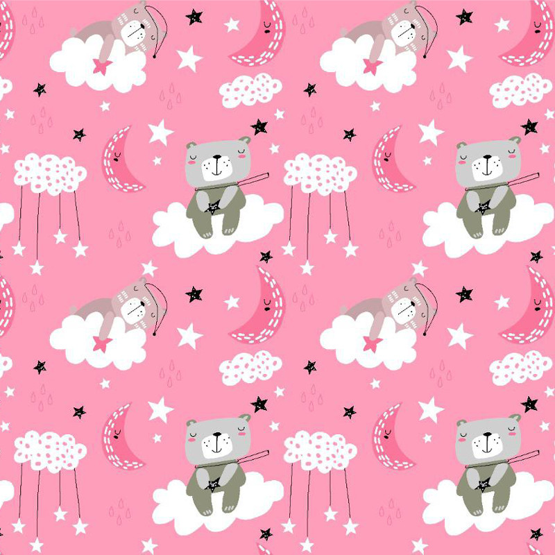 Ткань для постельного белья Фланель (байка) детcкая FLB1053pink