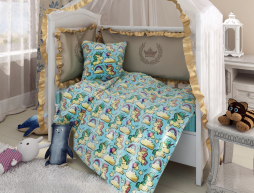 Ткань для постельного белья Бязь "Gold" Lux детская "Единорожки" GLB089