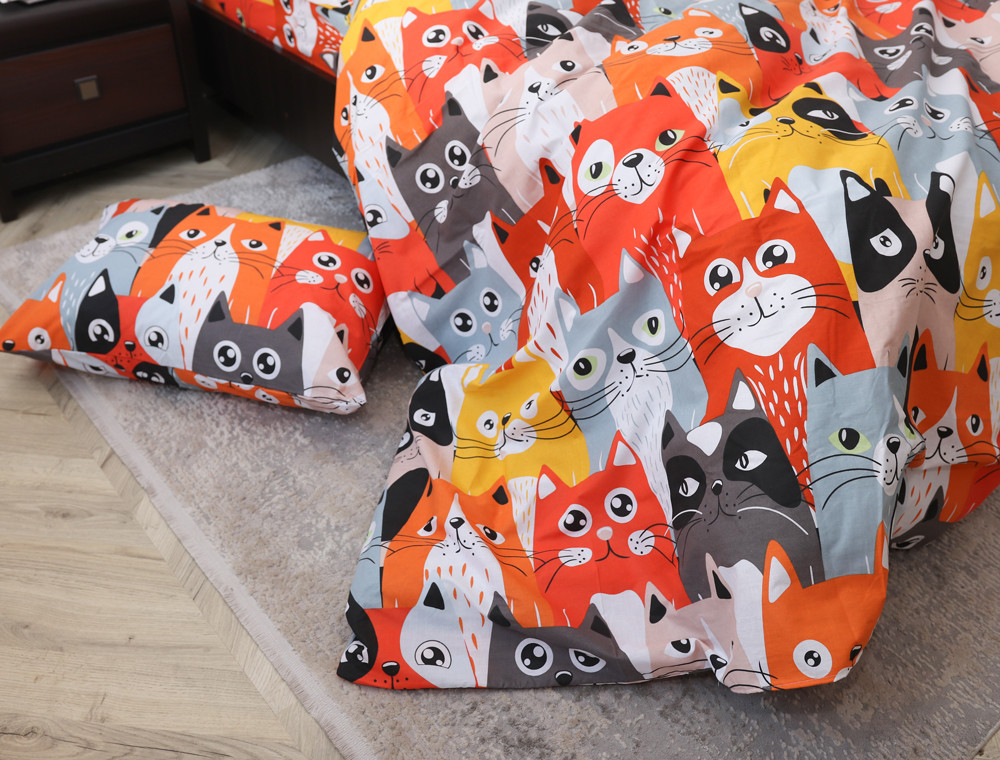 Полуторний набір постільної білизни 150*220 із Бязі "Gold" №165601 Черешенка™