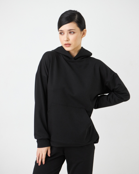 Женский спортивный костюм с капюшоном (Размер S) чёрный №20222138