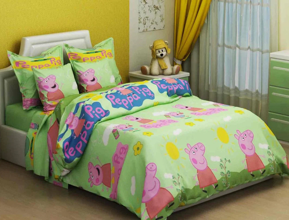 Ткань для постельного белья Бязь "Gold" Lux детская GLB20761green