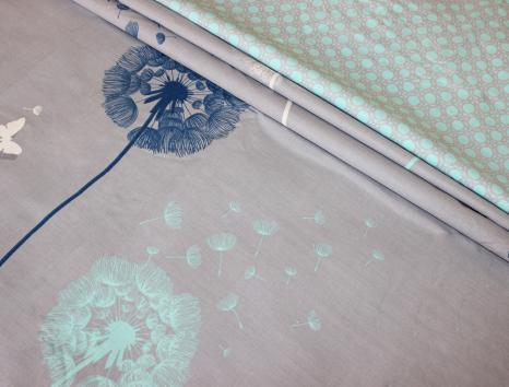 Ткань для постельного белья Бязь "Gold" Lux "Одуванчики-бабочки" GL1031 (A+B) - (50м+50м)