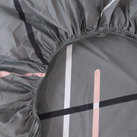 Простынь на резинке (140*200*25) серая с геометрическим принтом №6617471