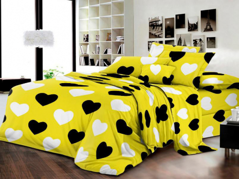 Ткань для постельного белья Бязь "Gold" Lux "Любовная лихорадка (желтый)" GL3918