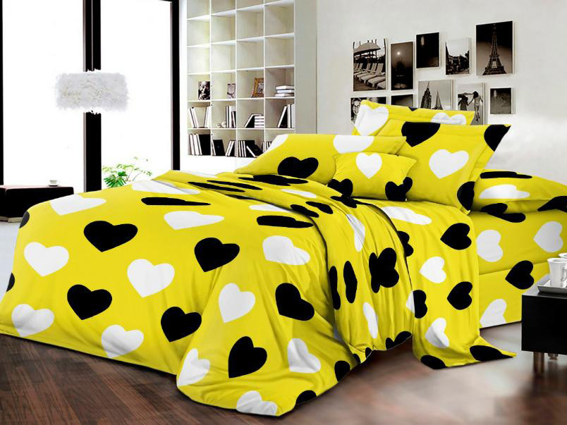 Ткань для постельного белья Бязь "Gold" Lux "Любовная лихорадка (желтый)" GL3918