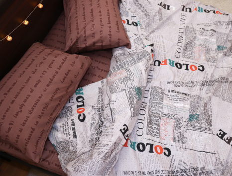 Семейный набор хлопкового постельного белья из Сатина №050AB Черешенка™