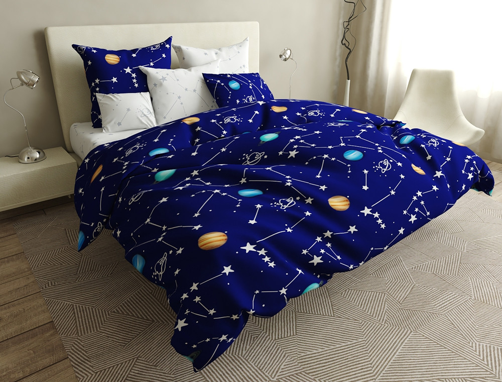 Двоспальний набір постільної білизни 180*220 із Сатину №1081AB Черешенка™