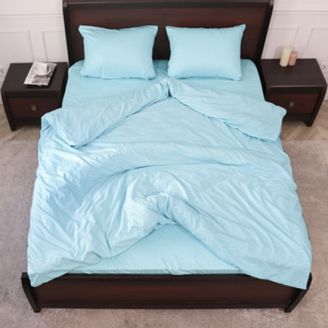 Двоспальний набір постільної білизни 180*220 із мікрофібри в смужку №2061246 Черешенька™