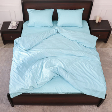 Двоспальний набір постільної білизни 180*220 із мікрофібри в смужку №2061246 Черешенька™