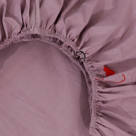 Простирадло на резинці (90*200*25) фіолетове з сердечками №668162