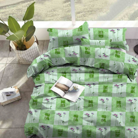 Тканина для постільної білизни Бязь "Gold" "Квіткова клітина" GLL8929green