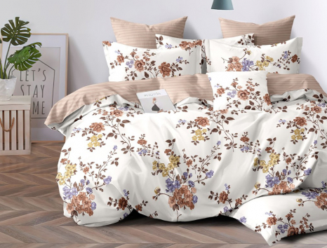 Полуторний набір постільної білизни 150*220 із Сатину №44245AB Черешенка™