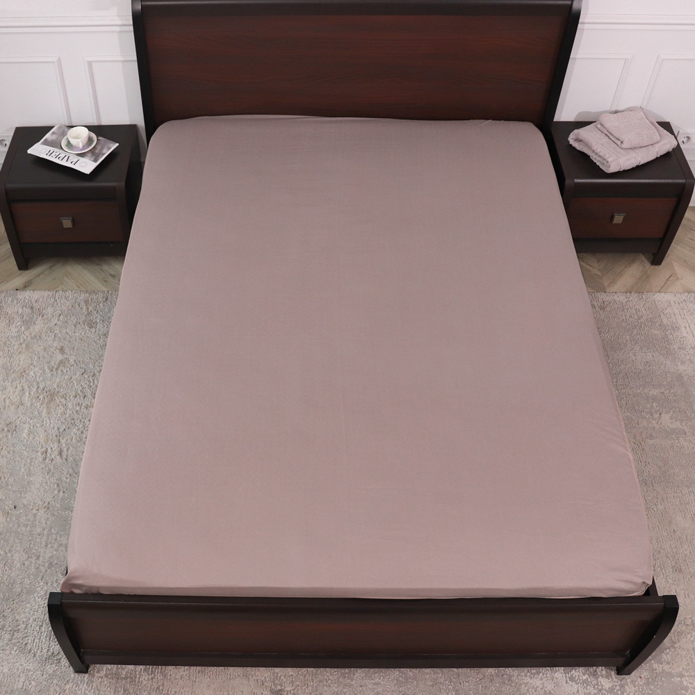 Простынь на резинке (90*200*25) коричневая с орнаментом №1318