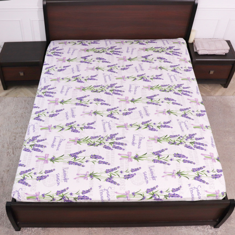 Простирадло на резинці (90*200*25) біле з квітковим принтом №668382