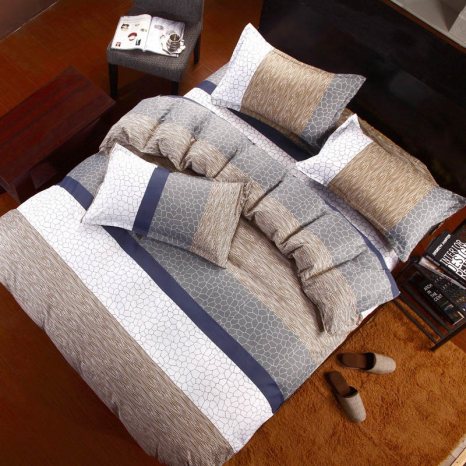 Ткань для постельного белья Бязь "Gold" Lux "Бежевая полоса" GL4028