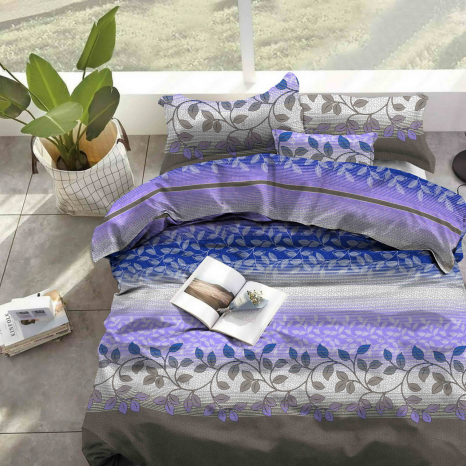 Тканина для постільної білизни Бязь "Gold" "Квітковий абстрактний принт" GLL13149blue