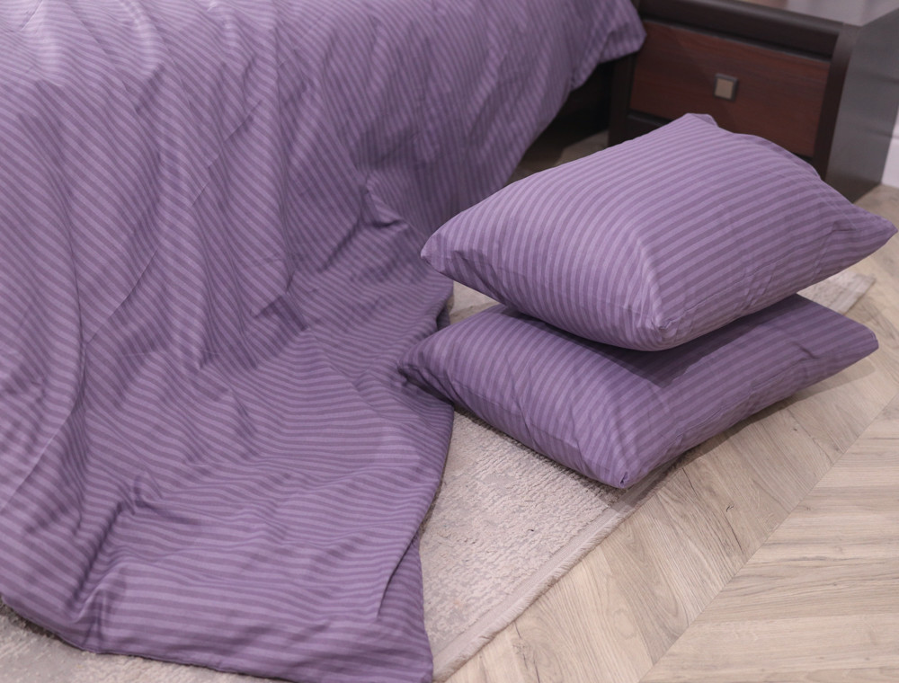 Сімейний набір смугастої постільної білизни із Бязі "Gold" №150226 Черешенька™