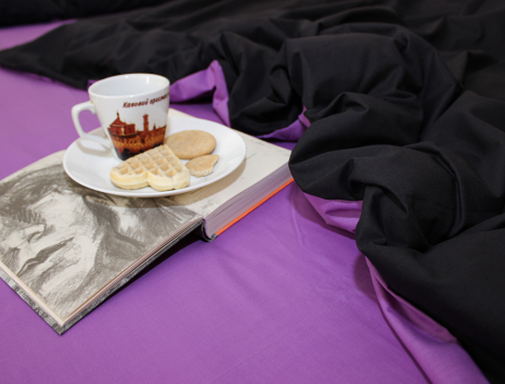 Полуторний набір однотонної постільної білизни 150*220 із Бязі "Gold" №154028AB Черешенька™