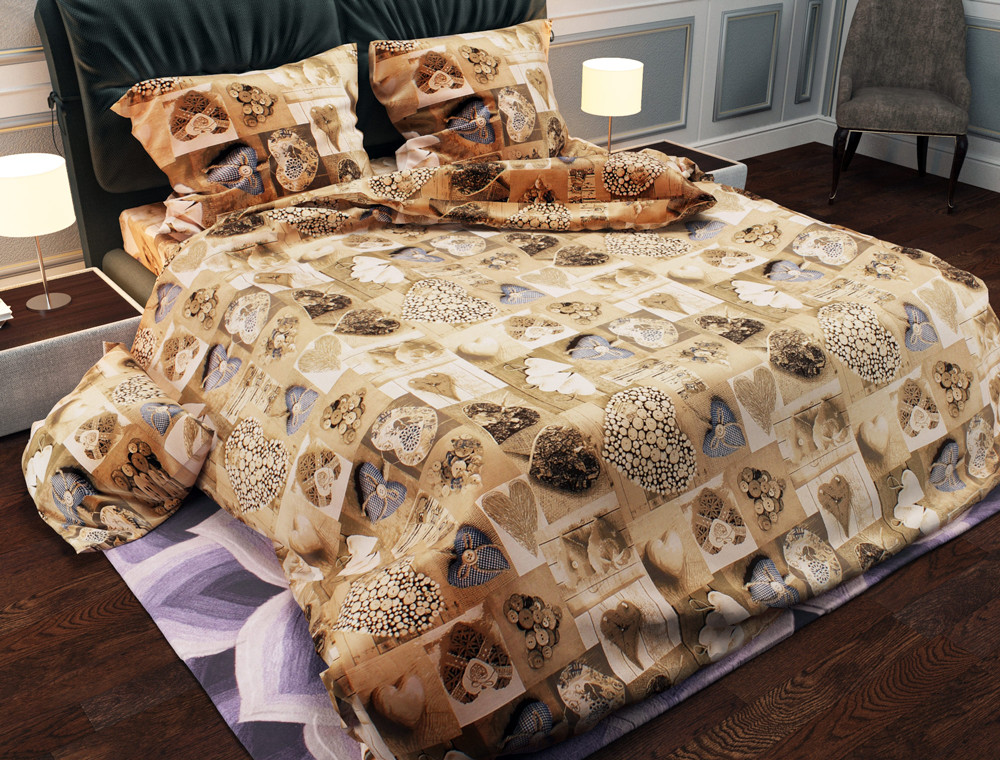 Ткань для постельного белья Бязь "Gold" Lux "Сердца" GL904