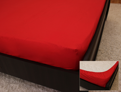 Комплект простирадла на резинці з наволочками (160*200*25) яскраво-червоний
