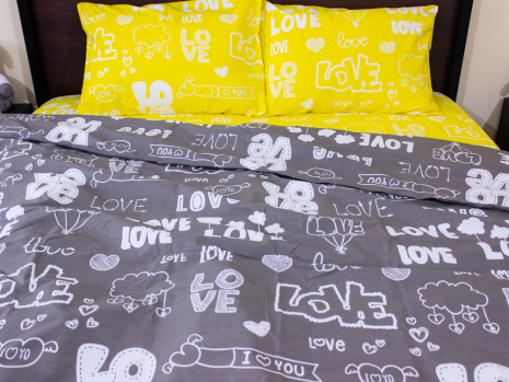 Полуторний набір постільної білизни 150*220 із Бязі "Gold" №1572079AB Черешенка™