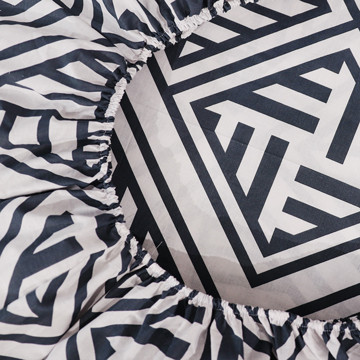 Простирадло на резинці (140*200*25) біле з геометричним принтом №661301