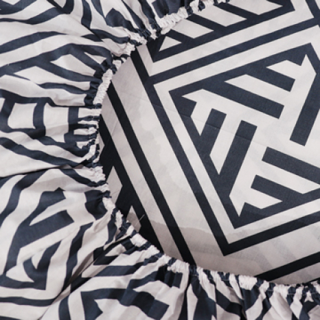 Простирадло на резинці (140*200*25) біле з геометричним принтом №661301