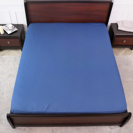 Простирадло на резинці (180*200*25) синя смужка №3410