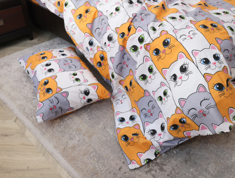 Полуторний набір постільної білизни 150*220 із Бязі "Gold" №165603 Черешенка™