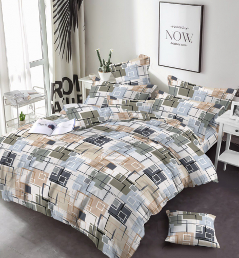 Тканина для постільної білизни Бязь "Gold" Lux з геометричним принтом GL1731