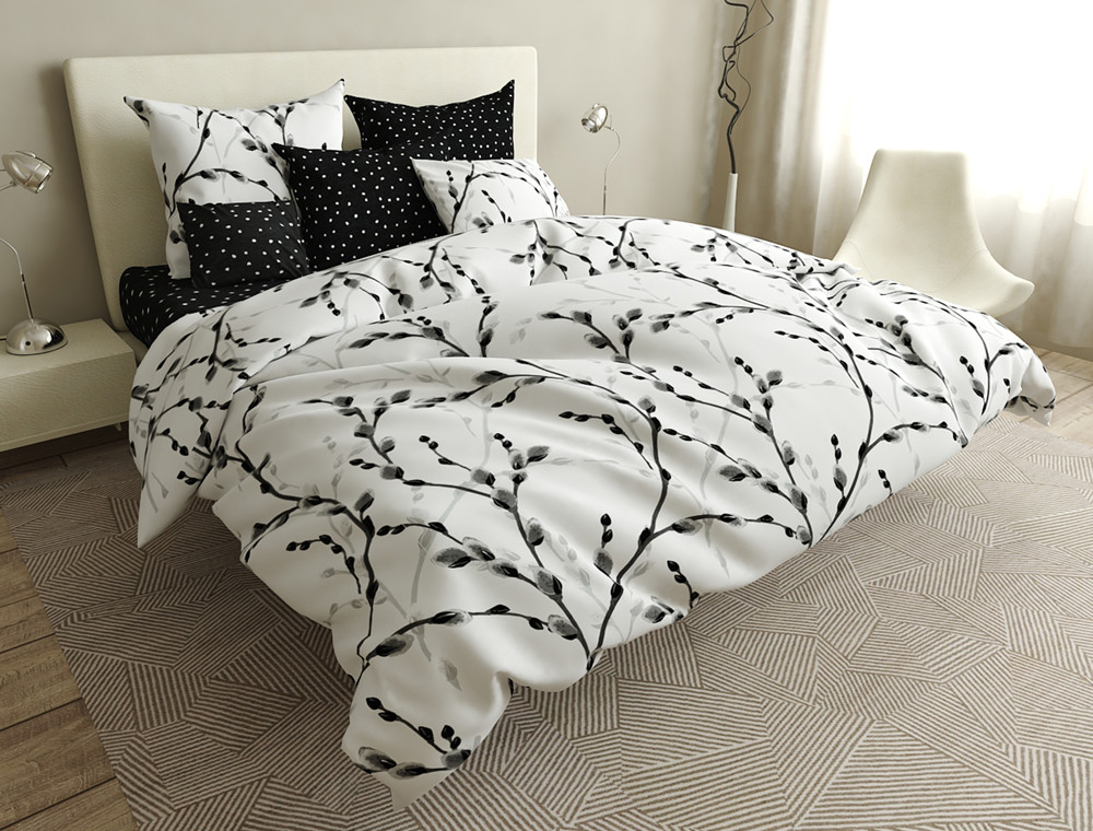 Ткань для постельного белья Бязь "Gold" Lux "Цветущая ива" GL4521 (A+B) - (50м+50м)