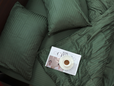 Сімейний набір постільної білизни зі Страйп Сатину №18-6114 Черешенка™