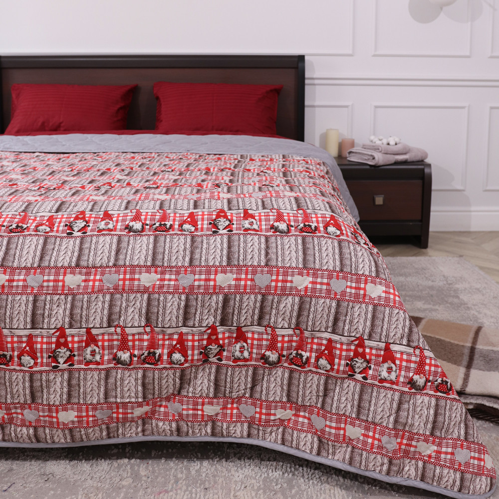 Евро-макси стёганое покрывало байка/микрофибра №55104R