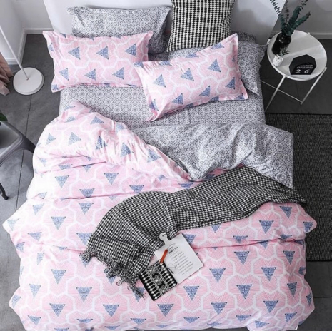 Ткань для постельного белья Бязь "Gold" Lux "Стилизированный геометрический (розовый)" GL1244 (A+B) - (50м+50м).