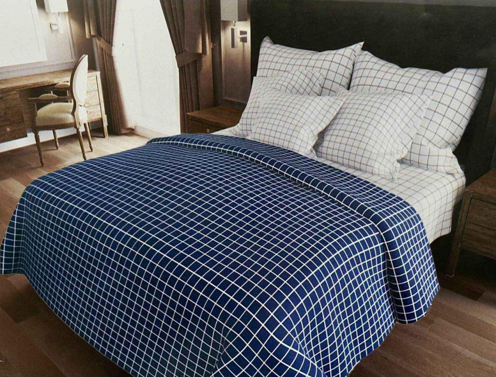 Семейный набор хлопкового постельного белья из Бязи "Gold" с простынью на резинке №147418AB Черешенка™