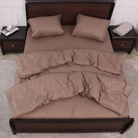 Сімейний набір постільної білизни 240*220 із мікрофібри в смужку №201418 Черешенька™