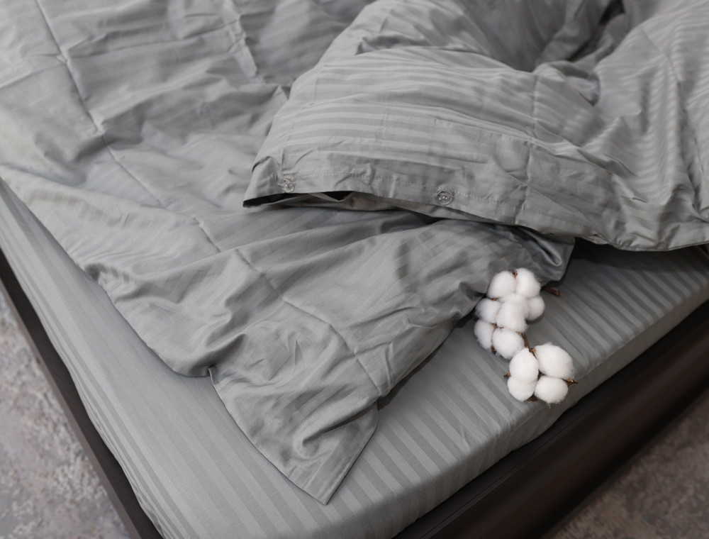 Євро-максі набір постільної білизни 200*220 зі Страйп Сатину №17-4402 Черешенка™