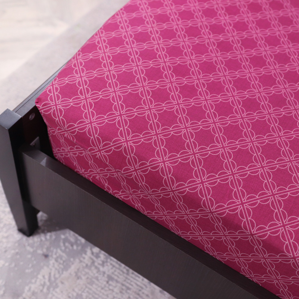 Простирадло на резинці (90*200*25) бордова геометрія №6679031