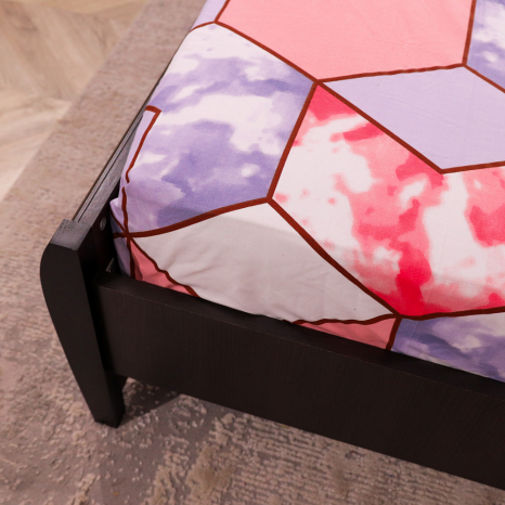 Простирадло на резинці (140*200*25) рожеве з геометричним принтом №667852