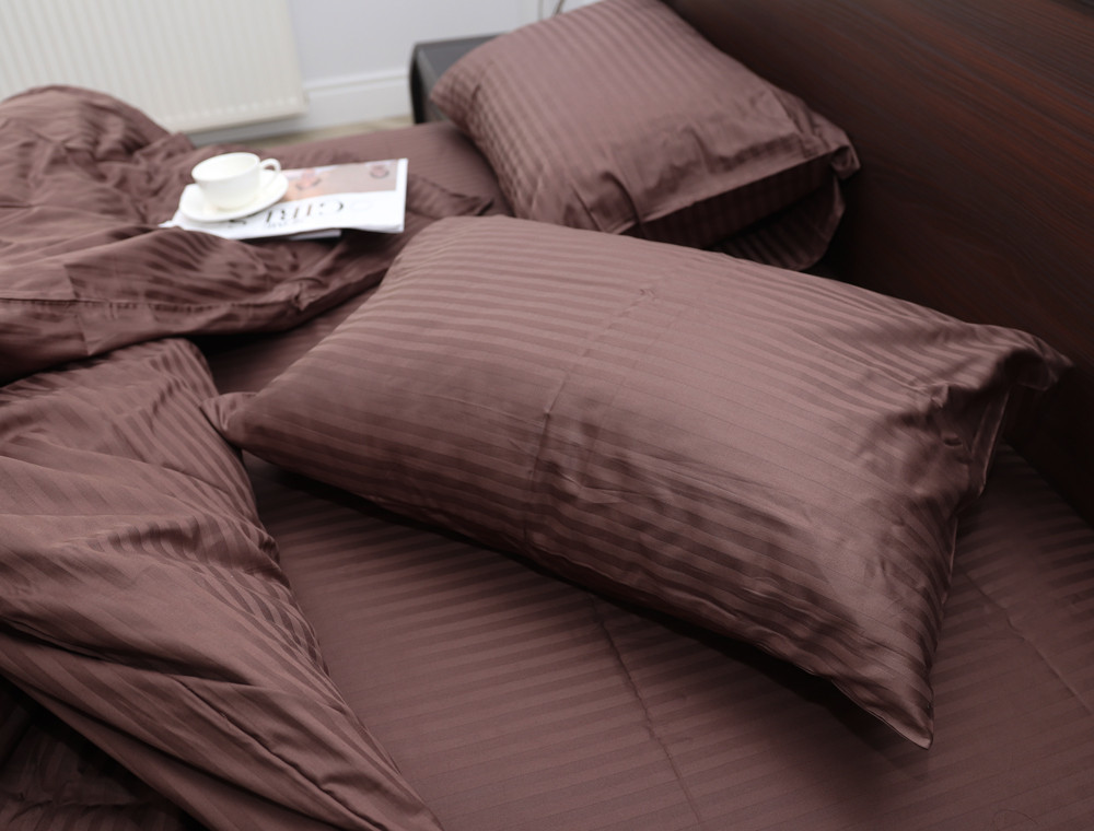 Евро макси набор постельного белья 200*220 из Страйп Сатина №18-1312 Черешенка™