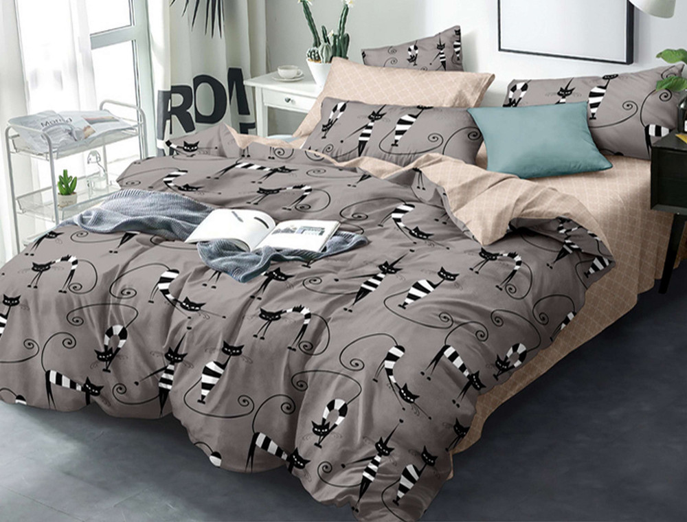 Сімейний набір постільної білизни із Бязі "Gold" з простирадлом на резинці №144431AB Черешенка™