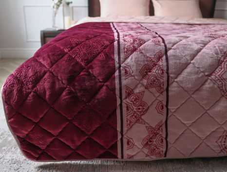 Двоспальне флісове стьобане покривало №55054