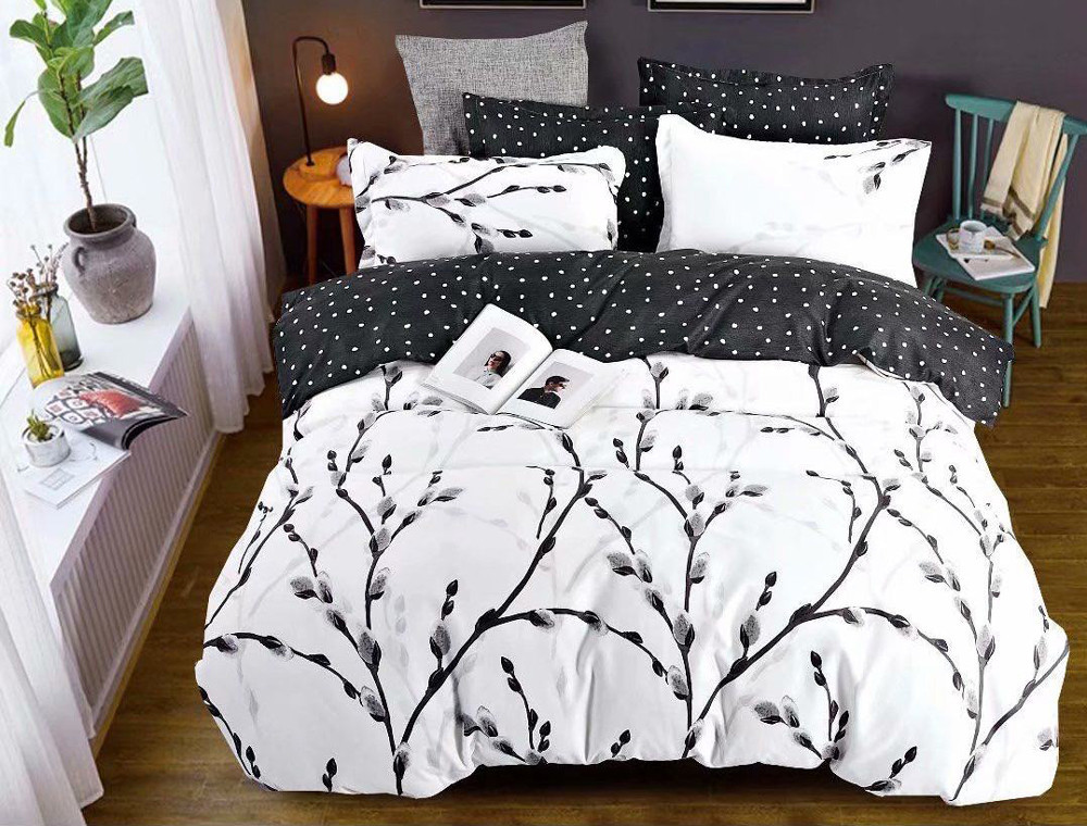 Двоспальний набір постільної білизни 180*220 із Бязі "Gold" з простирадлом на резинці №144696AB Черешенка™