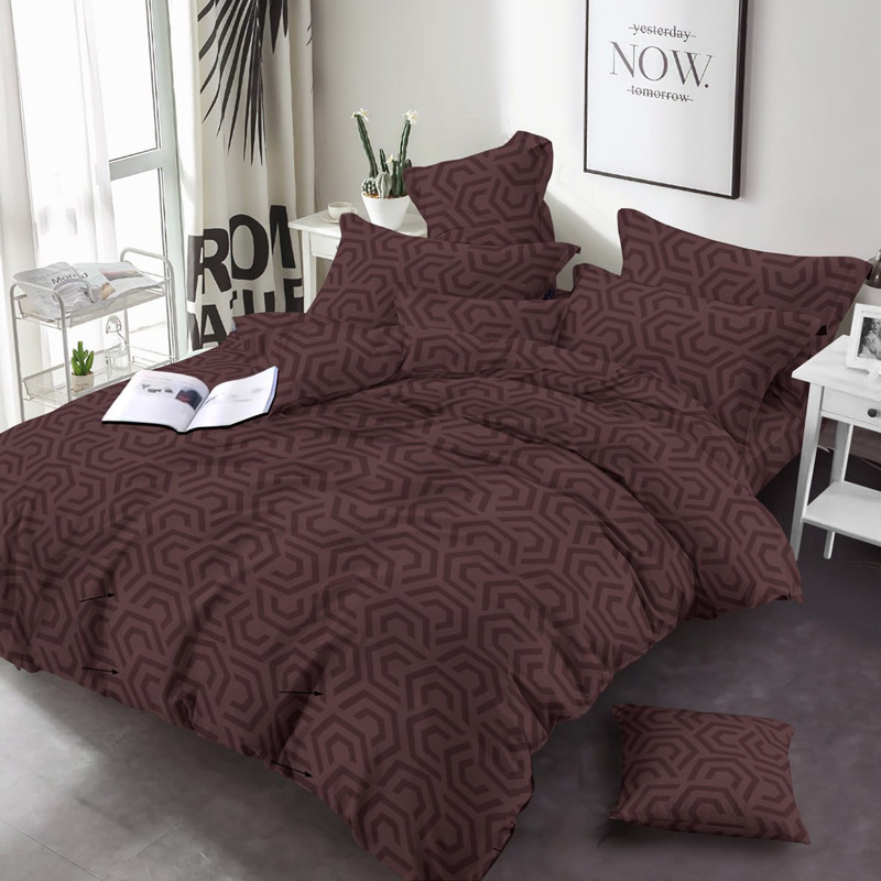 Тканина для постільної білизни Бязь "Gold" Lux GL7865brown-dark