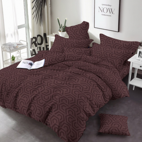 Тканина для постільної білизни Бязь "Gold" Lux GL7865brown-dark