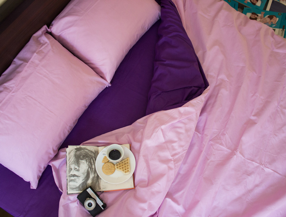 Двоспальний набір однотонної постільної білизни 180*220 із Бязі "Gold" №15754AB Черешенька™