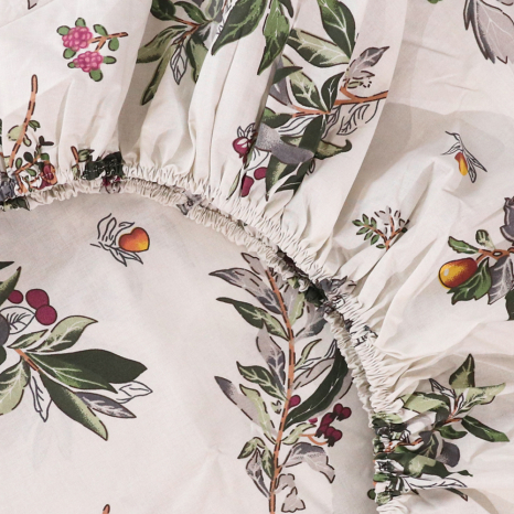 Простынь на резинке (160*200*25) белая с цветочным принтом №663570