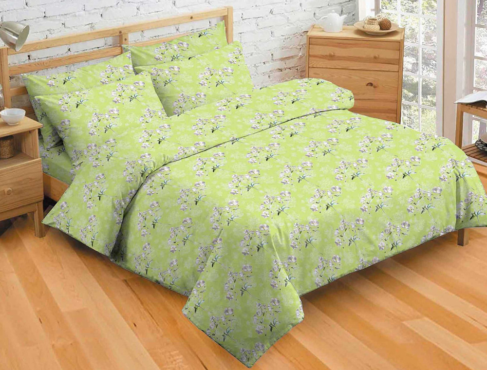 Тканина для постільної білизни Бязь "Gold" "Принт букета квітів" GLL8925green